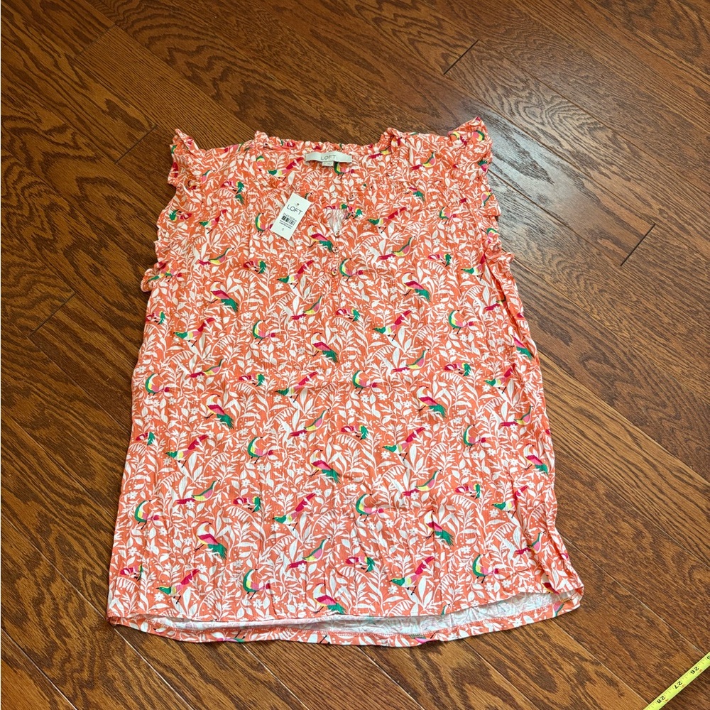 Loft NWT Floral Ruffle sleeveless top. Size small.